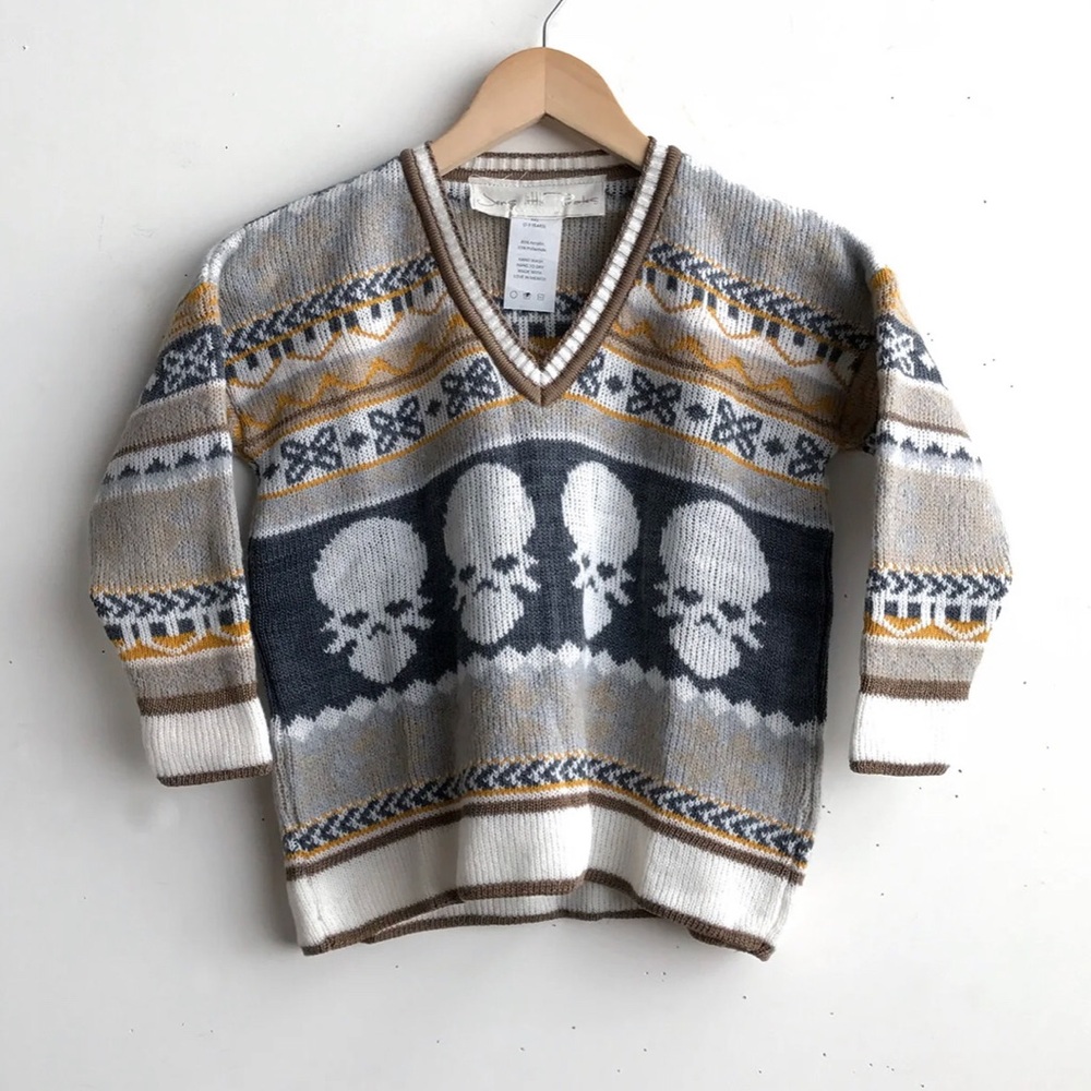 NWT Jens Pirate Booty Little Pirates Little Skull Sweater Neutral Hobo Blues Med